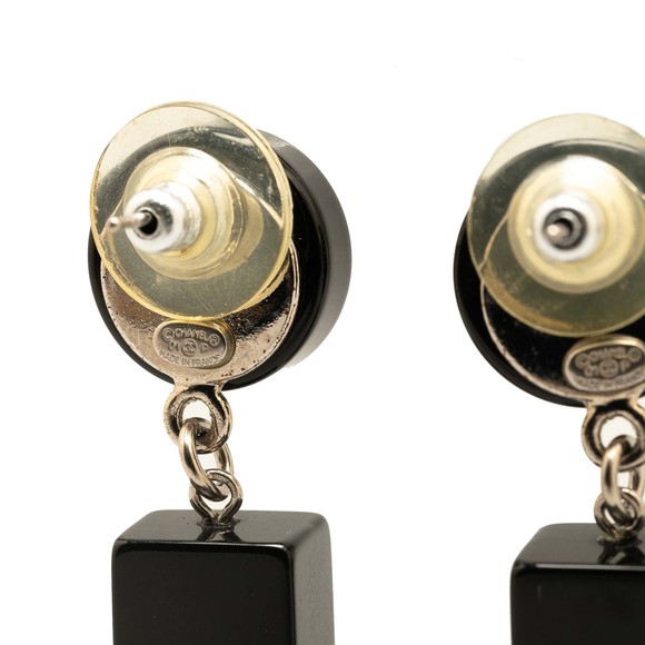 Pre-Loved Chanel Resin CC Bar Drop Earrings - Picture 3 of 4